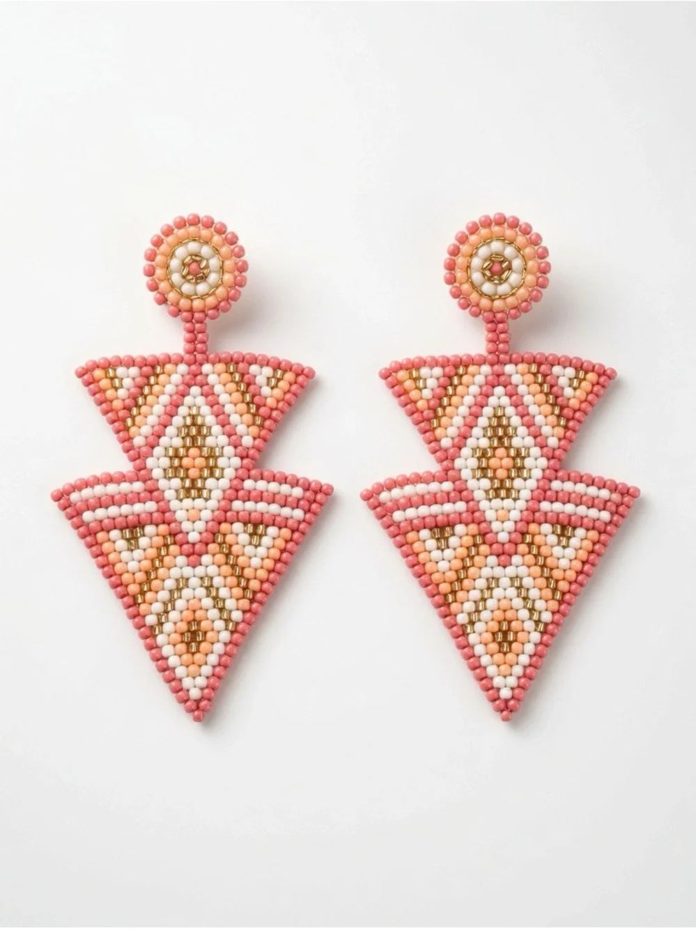 Japan Miyuki Drop Earrings Beach jewelry pink peach gold 2 inch newBeach Jewelry